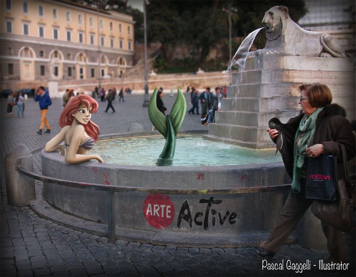 A mermaid in Piazza del Popolo (fan art)