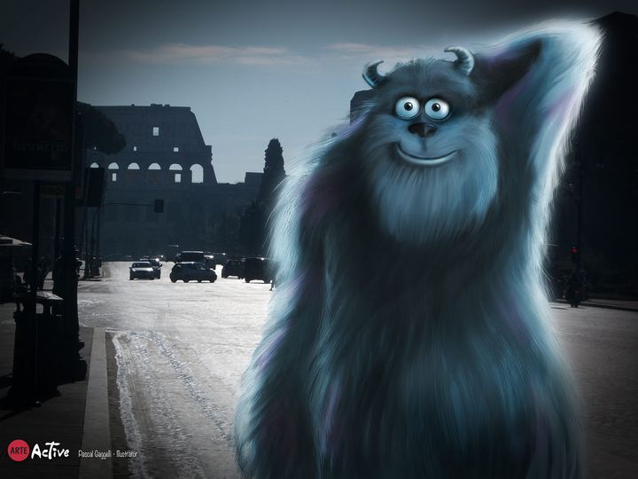 Sulley in Rome, Monsters, Inc. (fan art)