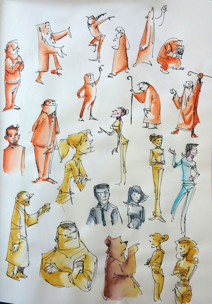Watercolour figures